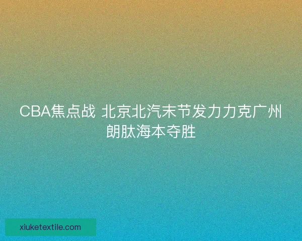 CBA焦点战 北京北汽末节发力力克广州朗肽海本夺胜